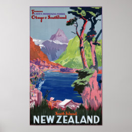 South Island New Zealand Vintage Poster herstelde