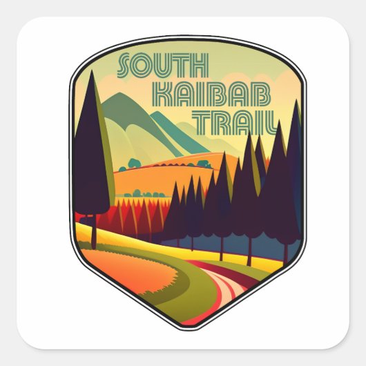 South Kaibab Trail Grand Canyon Arizona Kleuren Vierkante Sticker (Voorkant)