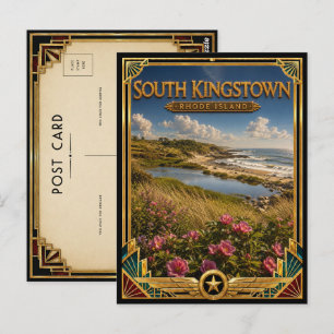 South Kingstown Rhode Island Vintage Art Deco Goud Briefkaart
