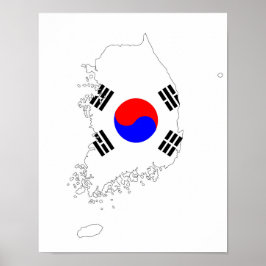 south korea country flag map shape silhouette poster