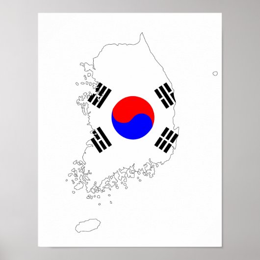 south korea country flag map shape silhouette poster (Voorkant)