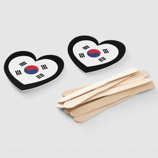 South Korea Flag Heart Handwaaier (Niet-gemonteerd)