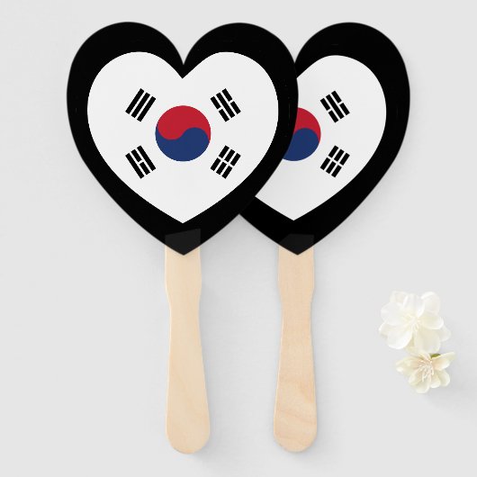 South Korea Flag Heart Handwaaier (Voorkant en achterkant)