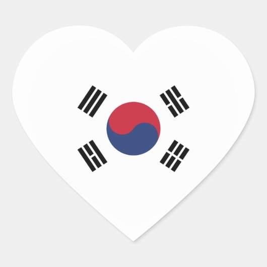 South Korea Flag Heart Hart Sticker (Voorkant)