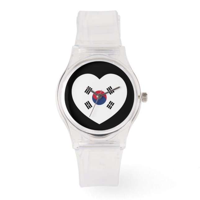 South Korea Flag Heart Horloge (Voorkant)