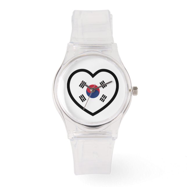 South Korea Flag Heart Horloge (Voorkant)