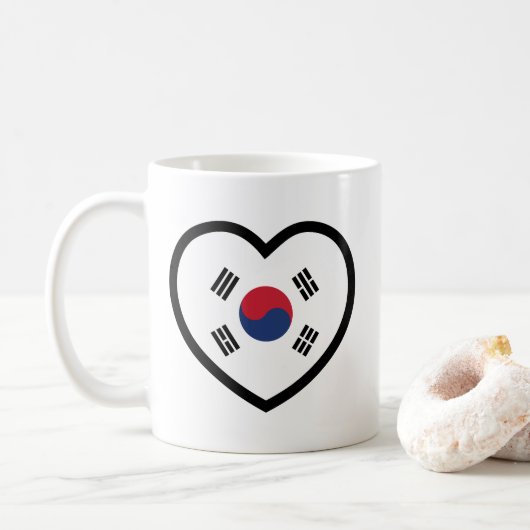 South Korea Flag Heart Koffiemok (Met donut)
