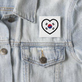 South Korea Flag Heart Vierkante Button 5,1 Cm (In situ)
