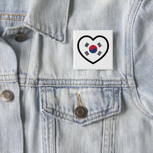 South Korea Flag Heart Vierkante Button 5,1 Cm (In situ)