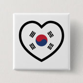 South Korea Flag Heart Vierkante Button 5,1 Cm (Voorkant)