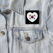 South Korea Flag Heart Vierkante Button 5,1 Cm (In situ)