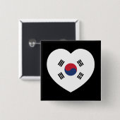 South Korea Flag Heart Vierkante Button 5,1 Cm (Voorkant /achterkant)