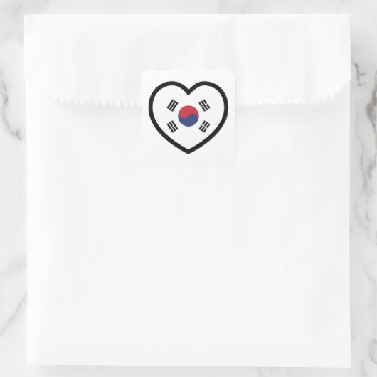 South Korea Flag Heart Vierkante Sticker (Tas)