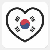 South Korea Flag Heart Vierkante Sticker (Voorkant)