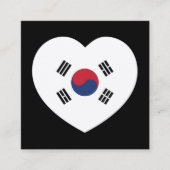 South Korea Flag Heart Vierkante Visitekaartje (Voorkant)