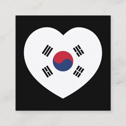 South Korea Flag Heart Vierkante Visitekaartje (Voorkant)