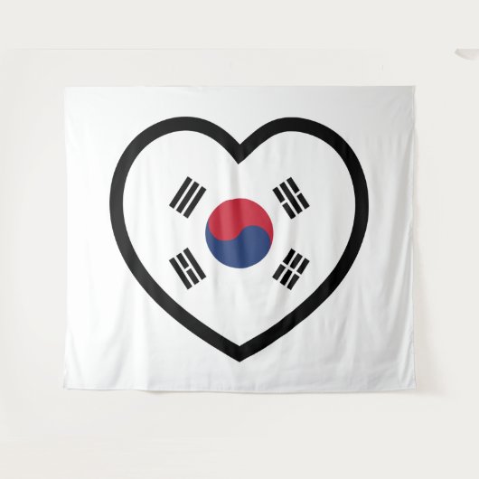 South Korea Flag Heart Wandkleed (Voorkant (horizontaal))