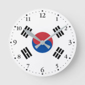 South Korea Flag Ronde Klok (Voorkant)