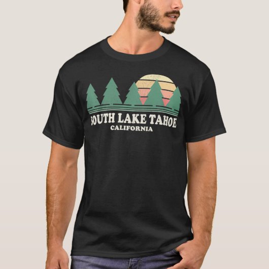 South Lake Tahoe CA Throwback T-shirt Retro 70 (Voorkant)