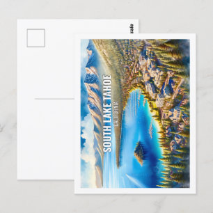 South Lake Tahoe California Travel waterverf Briefkaart