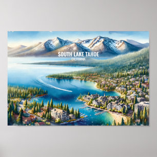 South Lake Tahoe Travel Places waterverf Poster