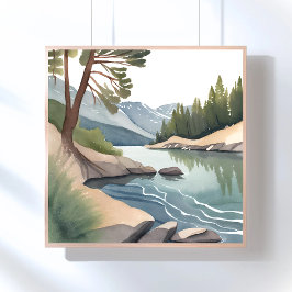 South Lake Tahoe | Watercolor Landschap Perfect Poster