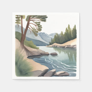 South Lake Tahoe Watercolor Landschap Servet