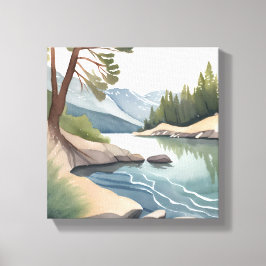 South Lake Tahoe | Waterverf landschap Canvas Afdruk