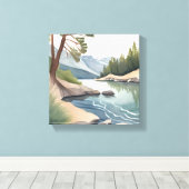 South Lake Tahoe | Waterverf landschap Canvas Afdruk (Insitu (Houten vloer))