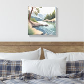 South Lake Tahoe | Waterverf landschap Canvas Afdruk (Insitu (Slaapkamer))