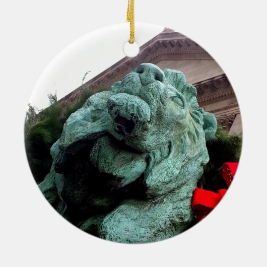 South Lion bij het Art Institute of Chicago Keramisch Ornament (Achterkant)