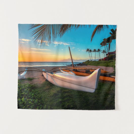 South Maui Beach op Sunset | Maui, Hawaii Wandkleed (Voorkant (horizontaal))