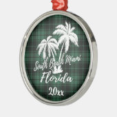 South Miami Beach Florida Palm Tree Green Metalen Ornament (Links)