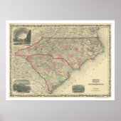 South & North Carolina Map 1861 Poster (Voorkant)