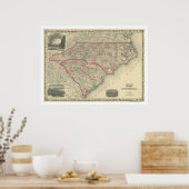 South & North Carolina Map 1861 Poster (Keuken)