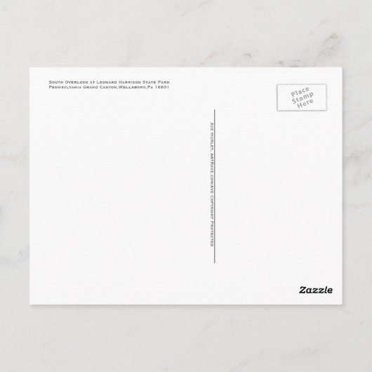 South Overlook, Pennsylvania Grand Canyon Briefkaart (Achterkant)
