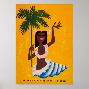 South Pacific Retro Vintage Travel Poster