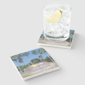 South Padre Island, Gifts, Beach Stenen Onderzetter (Zijkant)