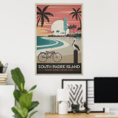 South Padre Island - Retro Coastal Poster (Thuiskantoor)