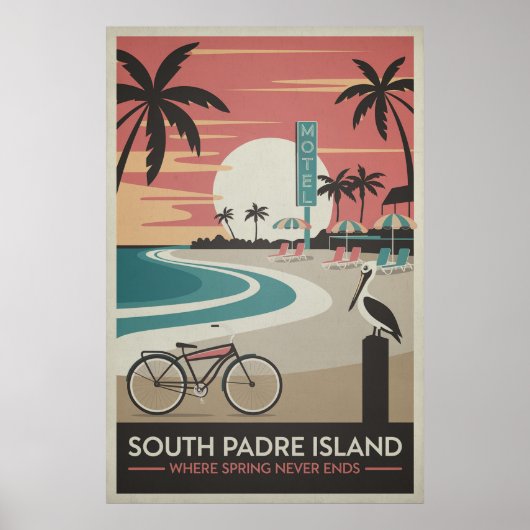 South Padre Island - Retro Coastal Poster (Voorkant)