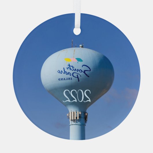 South Padre Island Water Tower Glas Ornament (Achterkant)