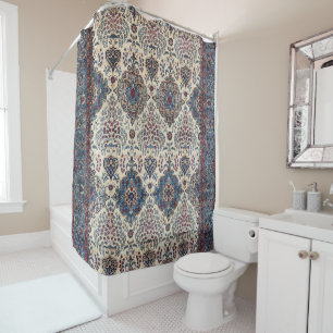 South Persian Rug Blue Tan Pinks Douchegordijn