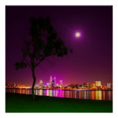 South Perth Foreshore Perth City Lights Skyline Perfect Poster (Voorkant)