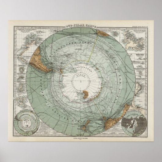 South Polar Region Map Poster (Voorkant)