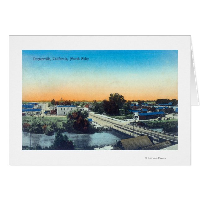 South Side Aerial Uitzicht Town Porterville, CA (Voorkant Horizontaal)