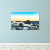 South Side Aerial Uitzicht Town Porterville, CA Canvas Afdruk (Insitu (Houten vloer))