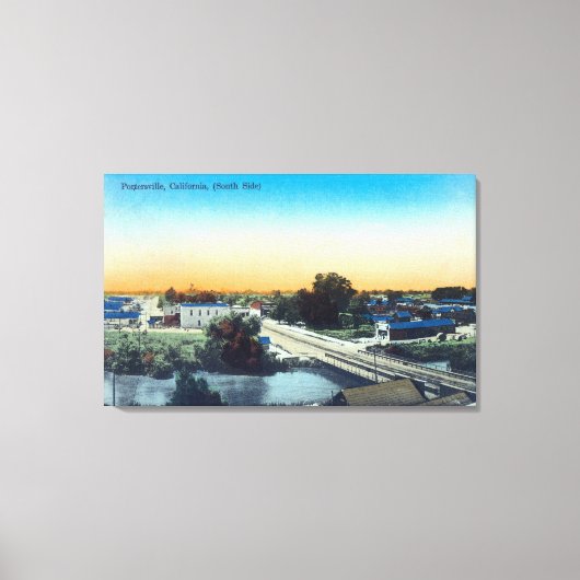 South Side Aerial Uitzicht Town Porterville, CA Canvas Afdruk (Voorkant)