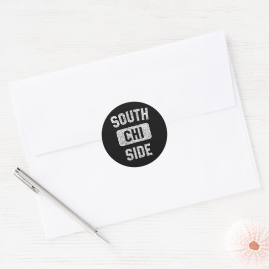 South Side Chi Gym Style Distressed White Print Ronde Sticker (Envelop)