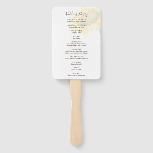 South Sunflower Wedding Programme Handwaaier (Achterkant)