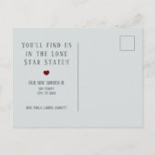 South Texas Blue Linen Heart Texas Moving Aankondigingskaart (Achterkant)